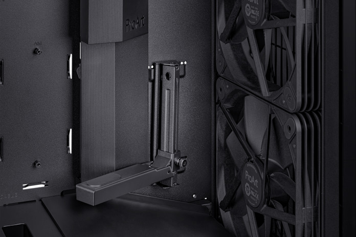 The ProArt PA602's integrated graphics card holder