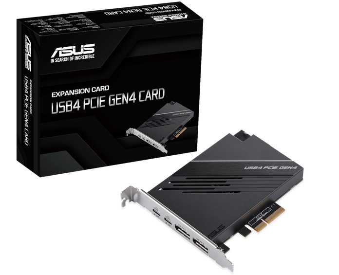The ASUS USB4 PCIE GEN4 CARD installed into an ASUS prime motherboard