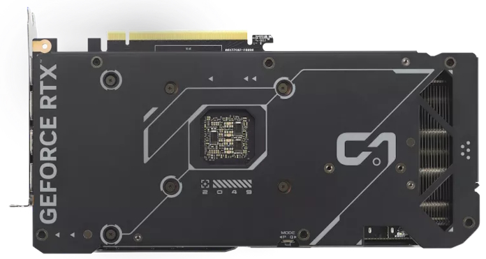 the backplate of the ASUS Dual graphics card