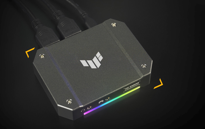 The capture box at an angle with RGB lighting accented