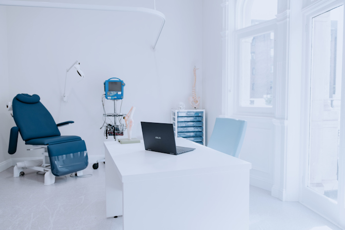 An examination room in a medical office