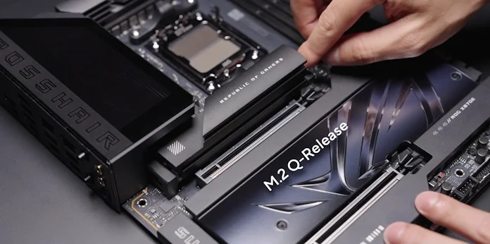 The M.2 Q-Release Heatsink on the ROG Crosshair X870E Hero motherboard