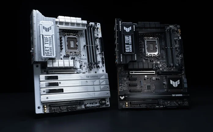 Two TUF Gaming motherboards side by side