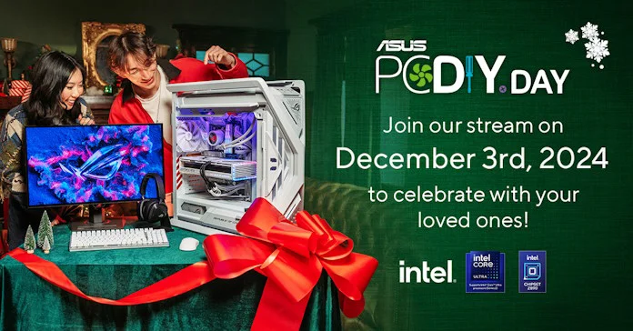 A banner for ASUS PCDIY Day inviting users to join our stream on December 3rd, 2024 to celebrate with their loved ones.