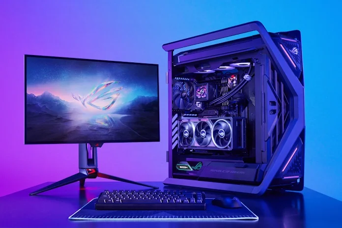 A complete ROG PC build featuring the ROG Astral GeForce RTX 5090 graphics card