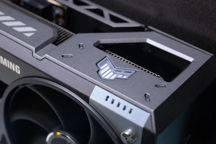 The top corner of the TUF Gaming GeForce RTX 5090 graphics card