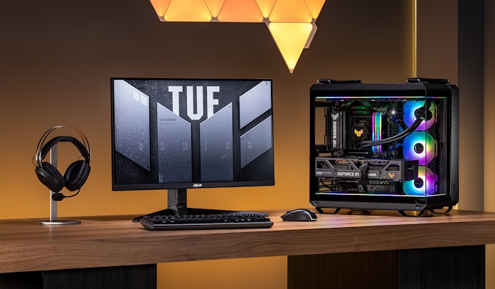 A completed TUF Gaming PC build 