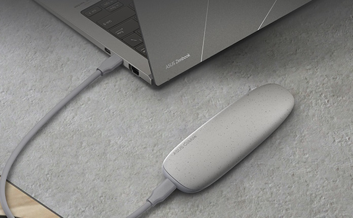 The ASUS Cobble attached to an ASUS Zenbook laptop