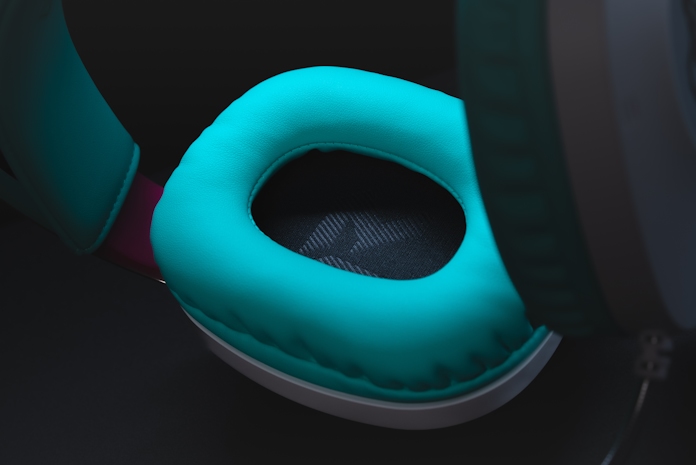 The interior ear cups of this gaming headset
