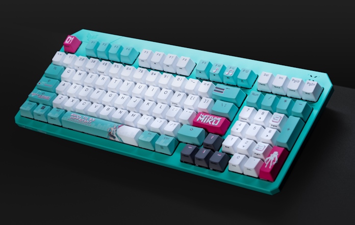 A full of the keyboard in the TUF Gaming x Hitsune Miku peripherals collection