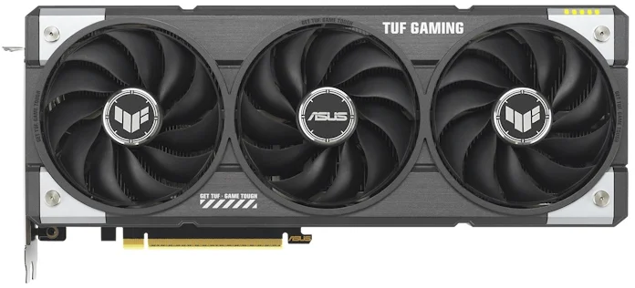 A front view of the TUF Gaming Radeon RX 9060 XT graphics card