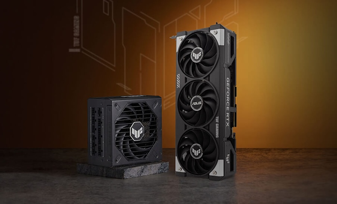 A TUF Gaming graphics card and PSU