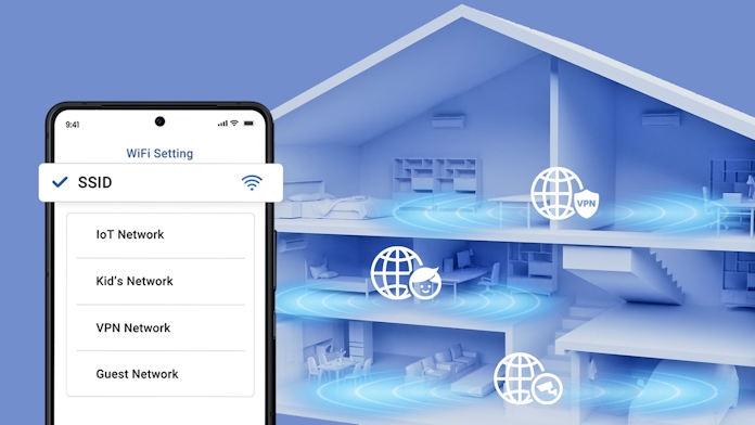 An infographic showing multiple SSIDs for a home