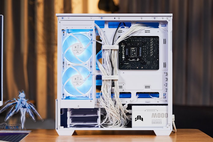 The cable management compartment of this PC chassis