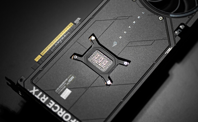 The backplate of an ROG Astral graphics card