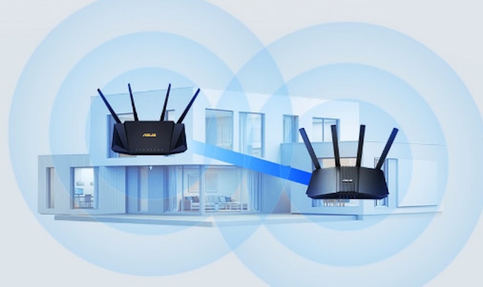 A visualization of two routers working together in an AiMesh network