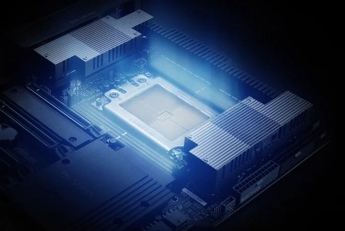 A visualization of a CPU socket under load