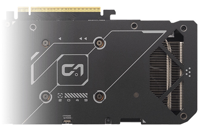 Vented backplate of this graphics card