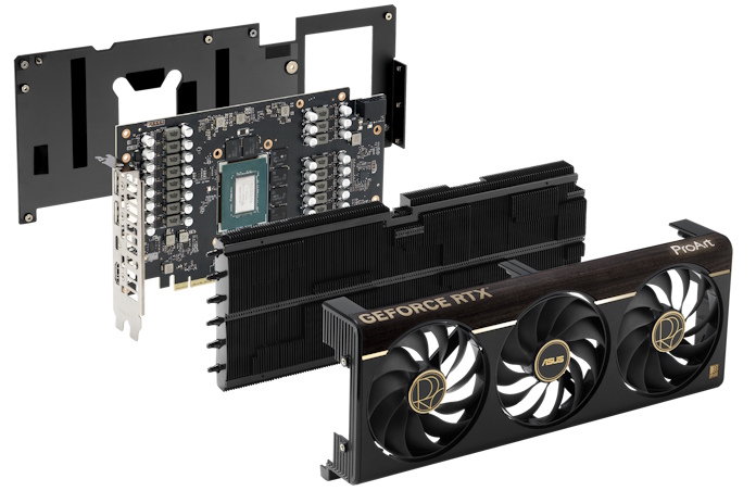 A view of the graphics card showing its different layers 
