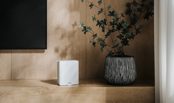 One of the best mesh routers as part of an elegant entertainment center