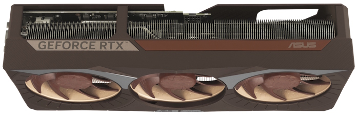 A side view of one of the ASUS GeForce RTX 5080 Noctua Edition graphics cards