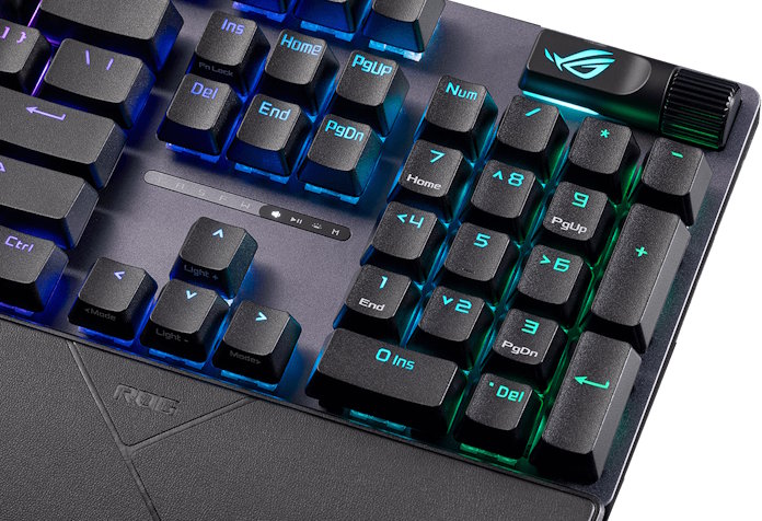 A view of the numpad on the ROG Strix Scope II X custom gaming keyboard