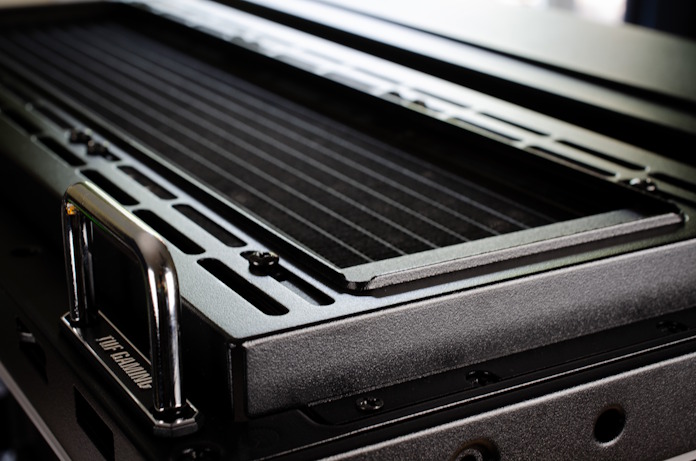 The top ventilation panel of the TUF Gaming GT502, with its metal cover removed