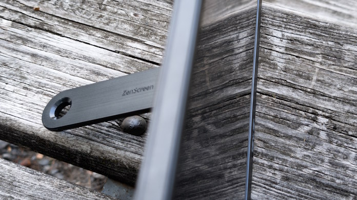 A view from above showing the ZenScreen MB169CK's stand in action