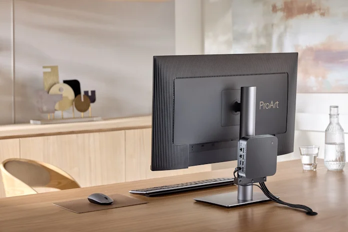 A monitor and mini-PC combination in an open living space