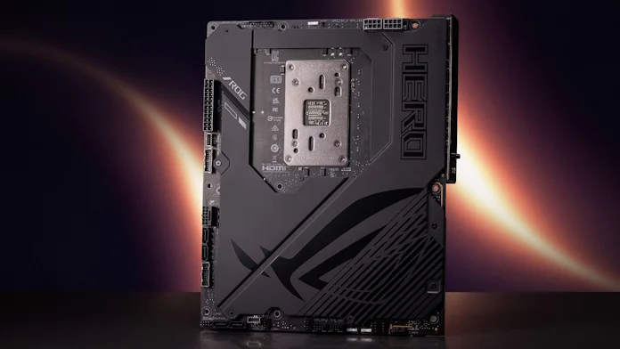 The rear of the ROG Crosshair X870E Hero BTF motherboard