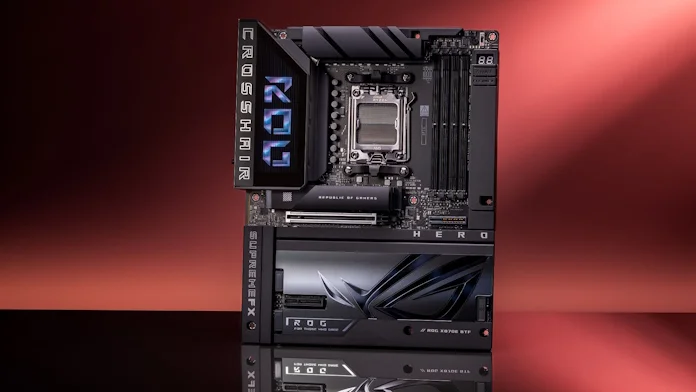 The ROG Crosshair X870E Hero BTF gaming motherboard