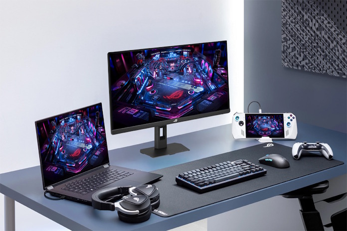 The ROG Strix XG27ACMES in a gaming setup 
